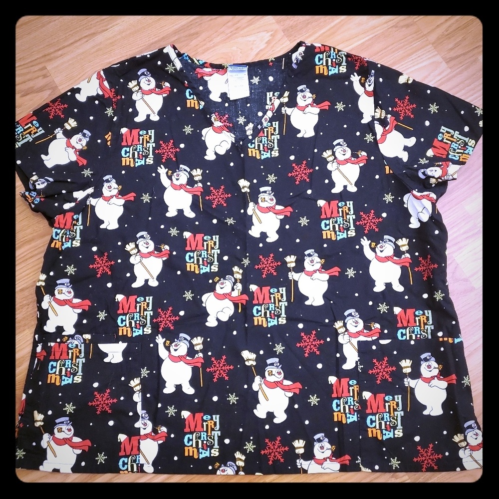 Frosty the snowman scrub top